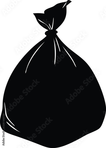 tied garbage bag silhouette vector isolated