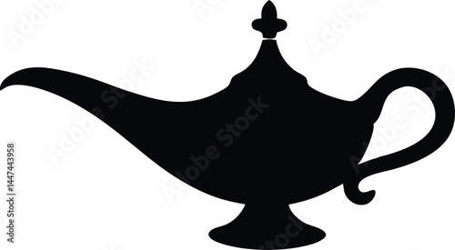 aladdin lamp silhouette vector illustration