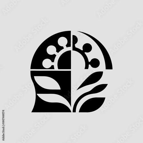 Mindful Harmony: A visually striking conceptual image that symbolizes the fusion of the natural world with human thought, designed to spark introspection and reflection.