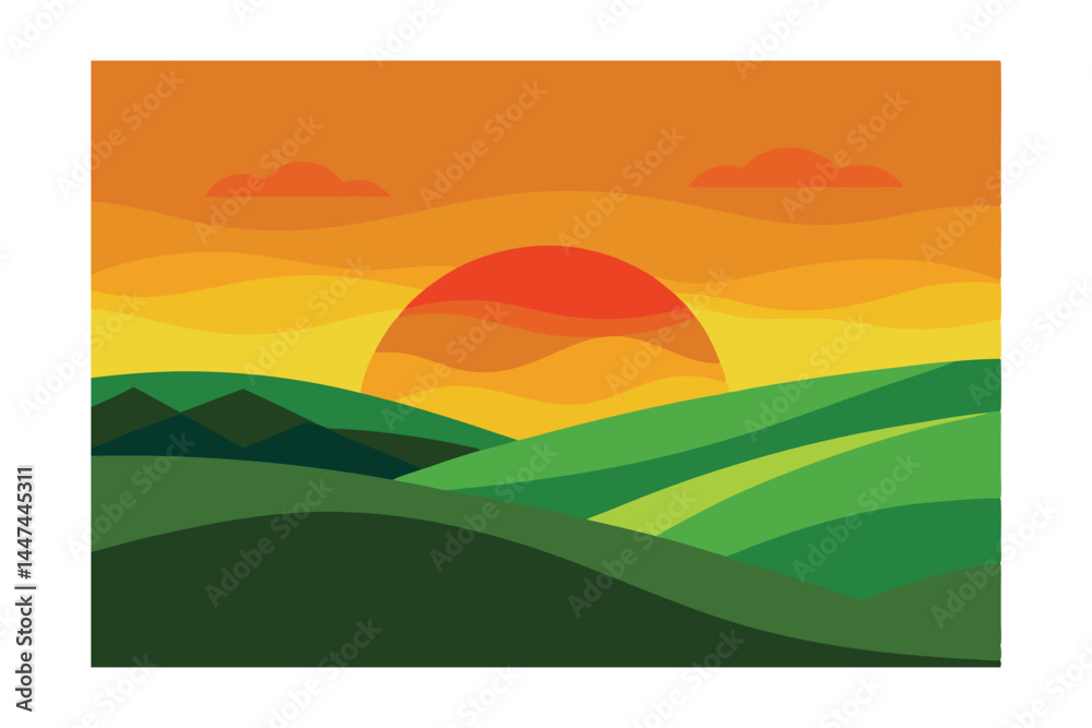 Obraz premium landscape with sunset