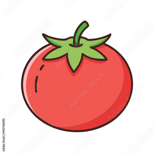 Illustration of a red tomato vegetable fruit food ripe healthy garden fresh organic farm market produce