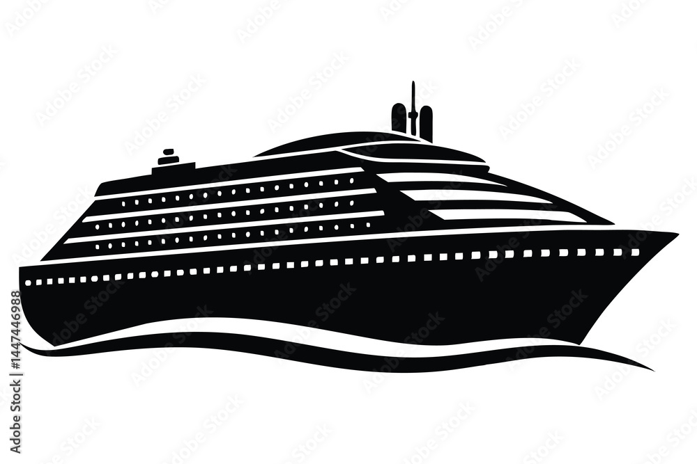 Obraz premium Silhouette of a luxury cruise ship on the ocean, modern liner