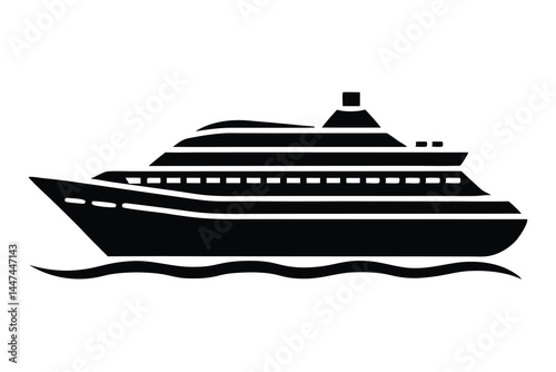 Silhouette of a luxury cruise ship on the ocean, modern liner
