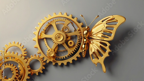 gold gears on a metal background