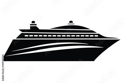 Silhouette of a luxury cruise ship on the ocean, modern liner