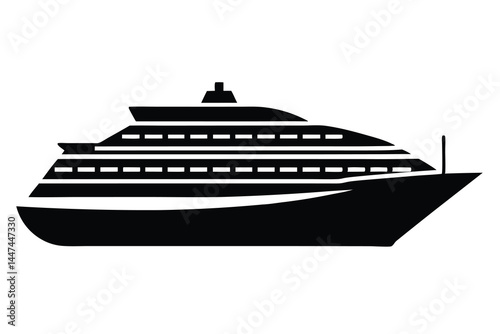 Silhouette of a luxury cruise ship on the ocean, modern liner