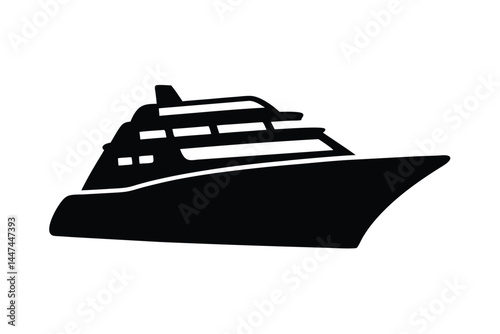 Silhouette of a luxury cruise ship on the ocean, modern liner