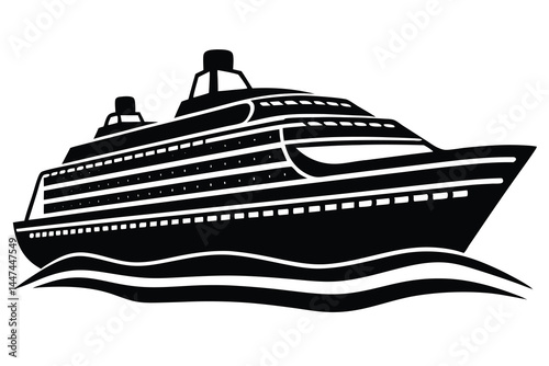 Silhouette of a luxury cruise ship on the ocean, modern liner