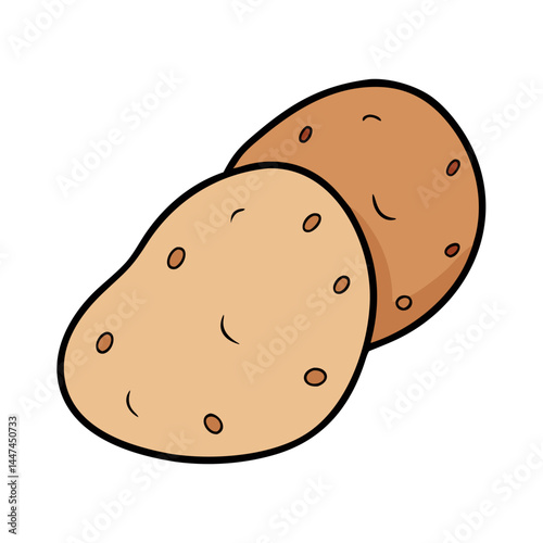 Illustration of two potatoes root vegetable food carbohydrate starch crop agriculture diet nutrient