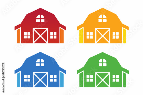 set of Farming Barn icon silhouette vector illustration
