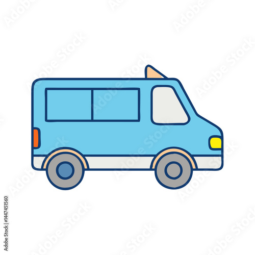 Illustration of a blue van vector graphic for transportation and vehicle design projects online