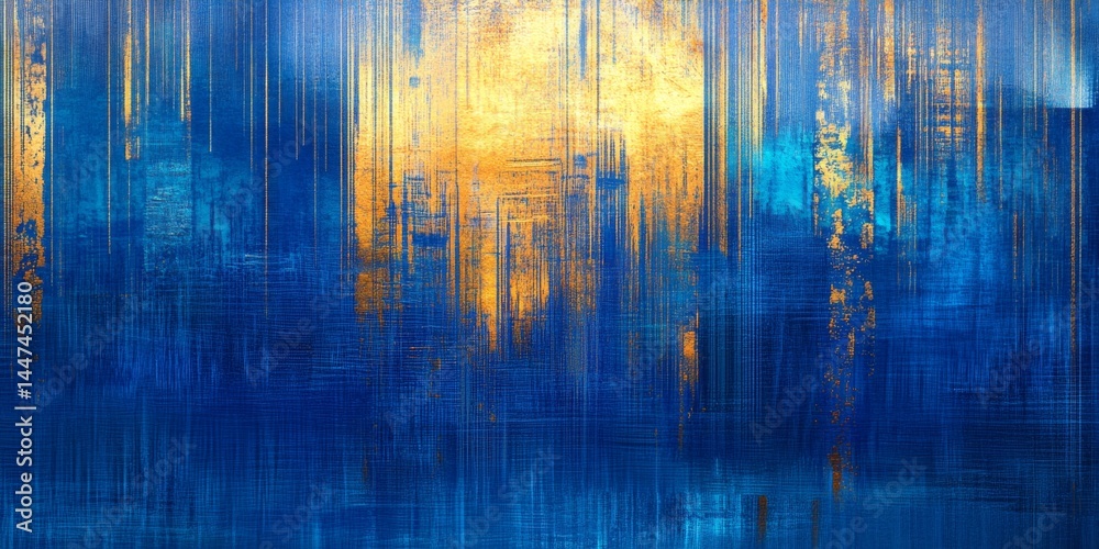 Stunning Abstract Blue and Gold Graphic Design