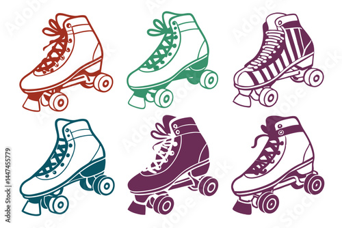 set of Roller Skate silhouette vector illustration