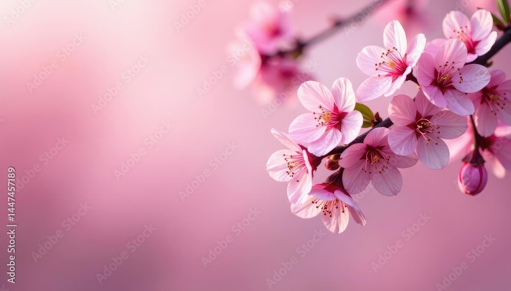 Naklejka premium Delicate pink sakura blossoms, full bloom, intricate pattern, petal, japan, flower pattern