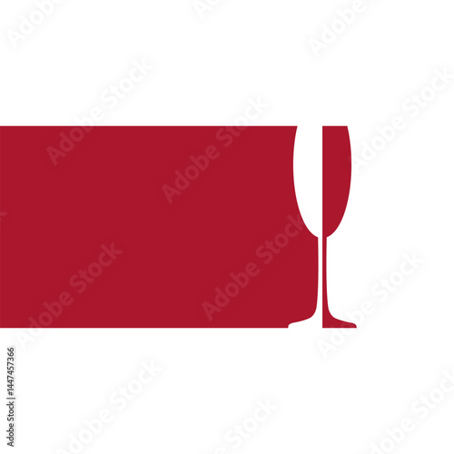 Red and white silhouette of a wine glass. Vector isolated illustration.