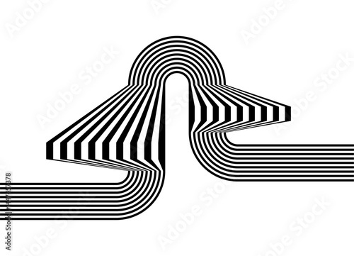 Vector sports pattern of black parallel lines on a white background in retro style. Modern striped design element. Vector black and white background. place for text. Three-dimensional shape.