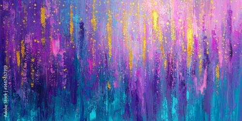 Obraz na płótnie Abstract Colorful Painting with Gold Accents w salonie