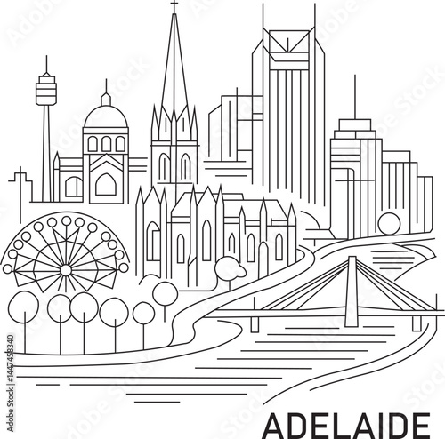 Adelaide City Line Draw Simple Minimalist