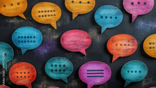 Colorful speech bubbles with patterns