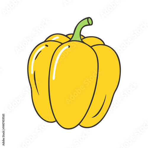 Illustration of a yellow bell pepper vegetable food cooking ingredient healthy eating diet fresh produce