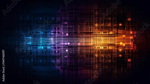 Wallpaper Mural Abstract digital background featuring vibrant blue and orange lines with a futuristic design Torontodigital.ca