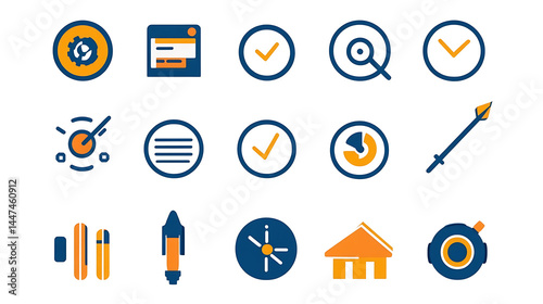 Set of Minimalist Line Icons Representing Symbols for Team Discussions and Business Meetings on a Clean White Background Ai Generated