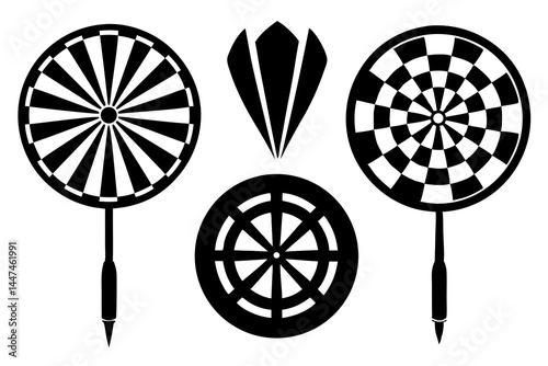 set of Dartboard silhouette vector illustration