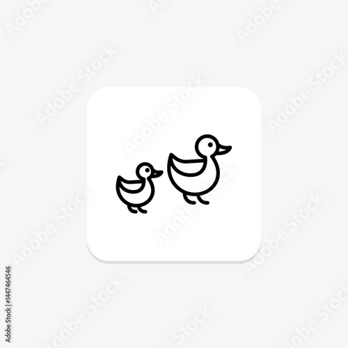 Ducklings In Line, vector, pixel perfect, illustrator file