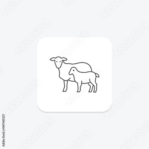 Lamb With Mother, vector, pixel perfect, illustrator file