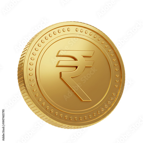 Golden Indian Rupee Coin: High-Resolution Image