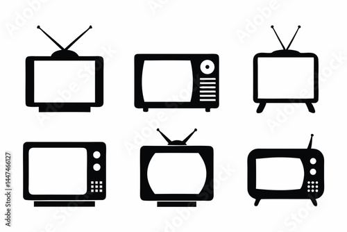 set of TV Box icon silhouette vector illustration