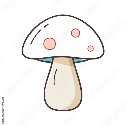 Cute mushroom vector illustration fungi toadstool drawing cartoon design clip art kawaii style fungus