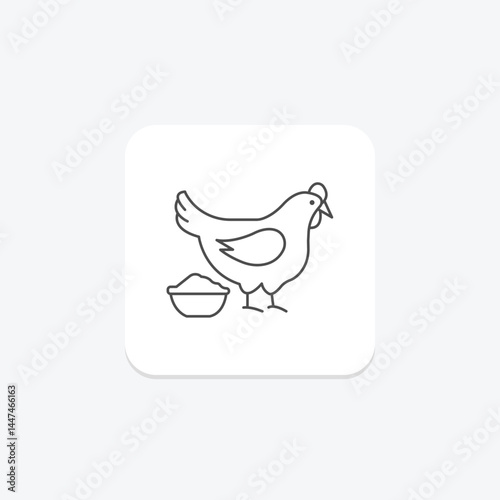 Chicken Feeding Grain, vector, pixel perfect, illustrator file