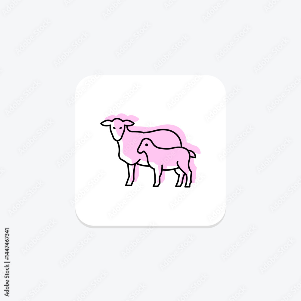 Lamb With Mother, vector, pixel perfect, illustrator file Lamb With Mother, vector, pixel perfect, illustrator file