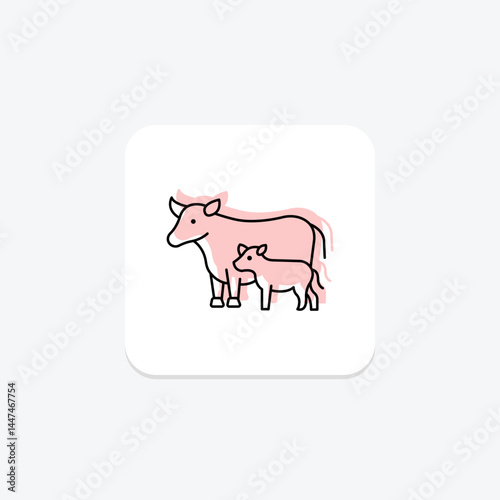 Cow With Calf, vector, pixel perfect, illustrator file