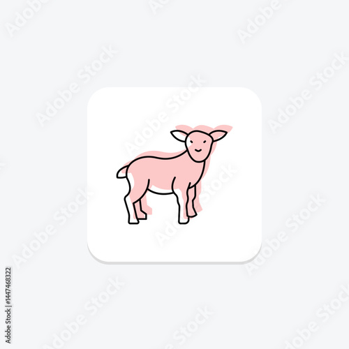 Baby Lamb Standing, vector, pixel perfect, illustrator file