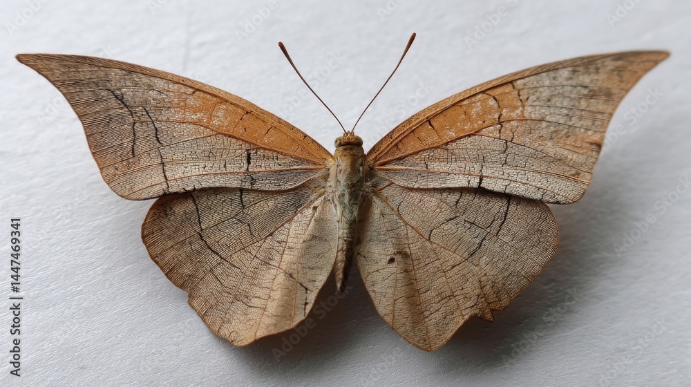 Naklejka premium Camouflaged Leafwing Butterfly: Nature's Master of Disguise