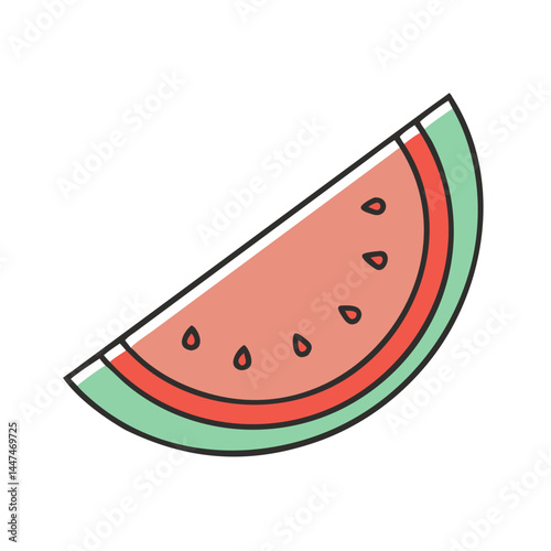 Isolated watermelon slice fruit summer food fresh healthy sweet ripe juicy vector illustration icon graphic