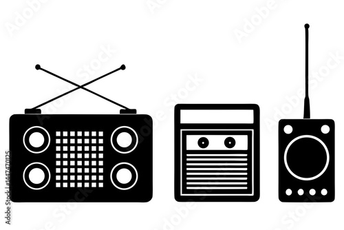 set of Radio icon silhouette vector illustration
