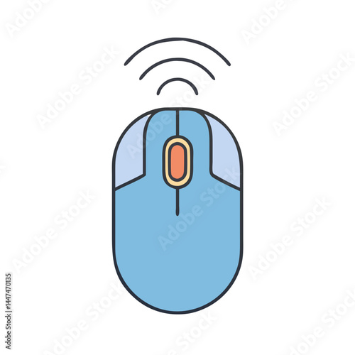 Illustration of wireless mouse computer input device technology click scroll cursor gadget accessory tool