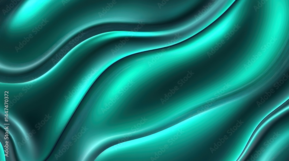 Obraz premium Fluid turquoise fabric texture with rippling folds.