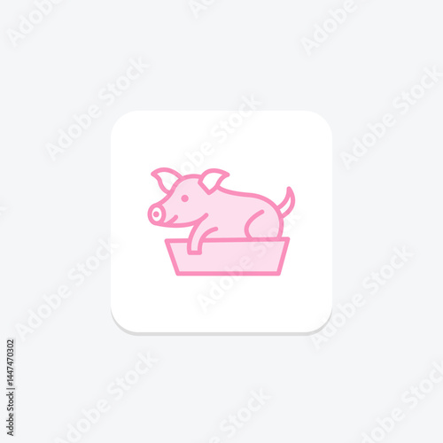 Pig In Feeding Box, vector, pixel perfect, illustrator file