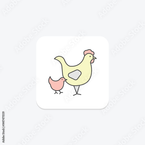 Rooster And Hen, vector, pixel perfect, illustrator file