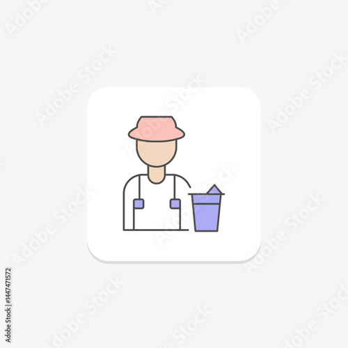 Farmer With Milk Bucket, vector, pixel perfect, illustrator file