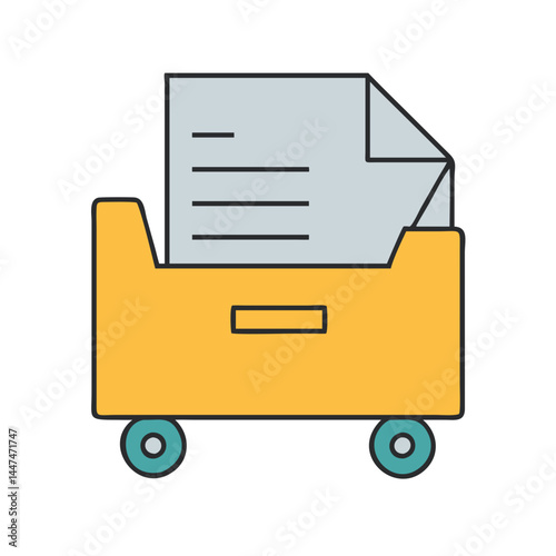 Illustration of file cabinet document storage archive organization system for data management