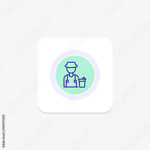 Farmer With Milk Bucket, vector, pixel perfect, illustrator file