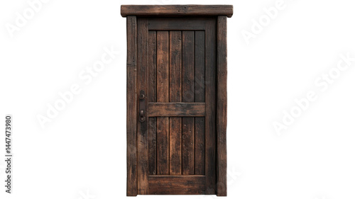 Wood Door Isolated on Clean White Background