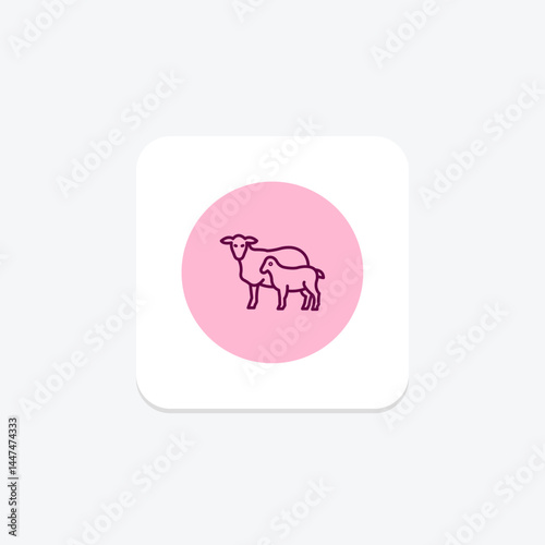 Lamb With Mother, vector, pixel perfect, illustrator file