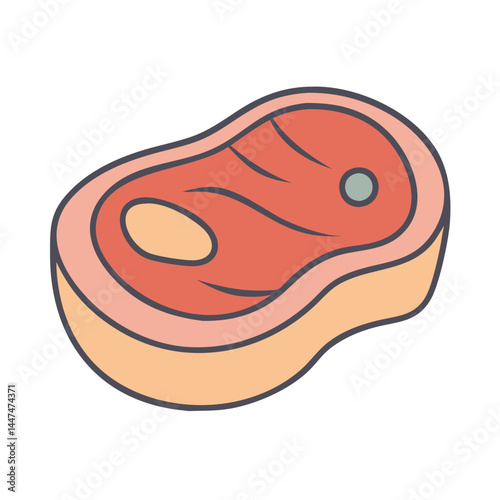 Illustration of fresh meat steak raw beef pork chop food butcher shop protein delicious cutlet sirloin