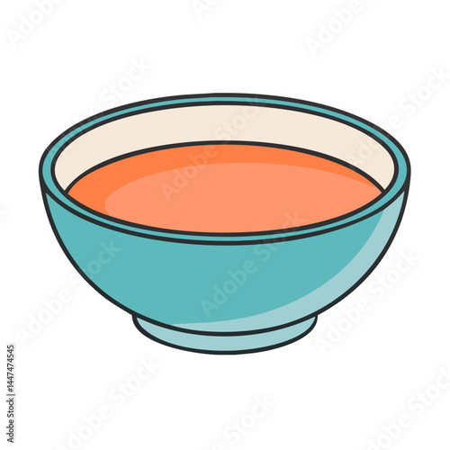Illustration of soup bowl with liquid food vector art graphic design delicious meal healthy eating